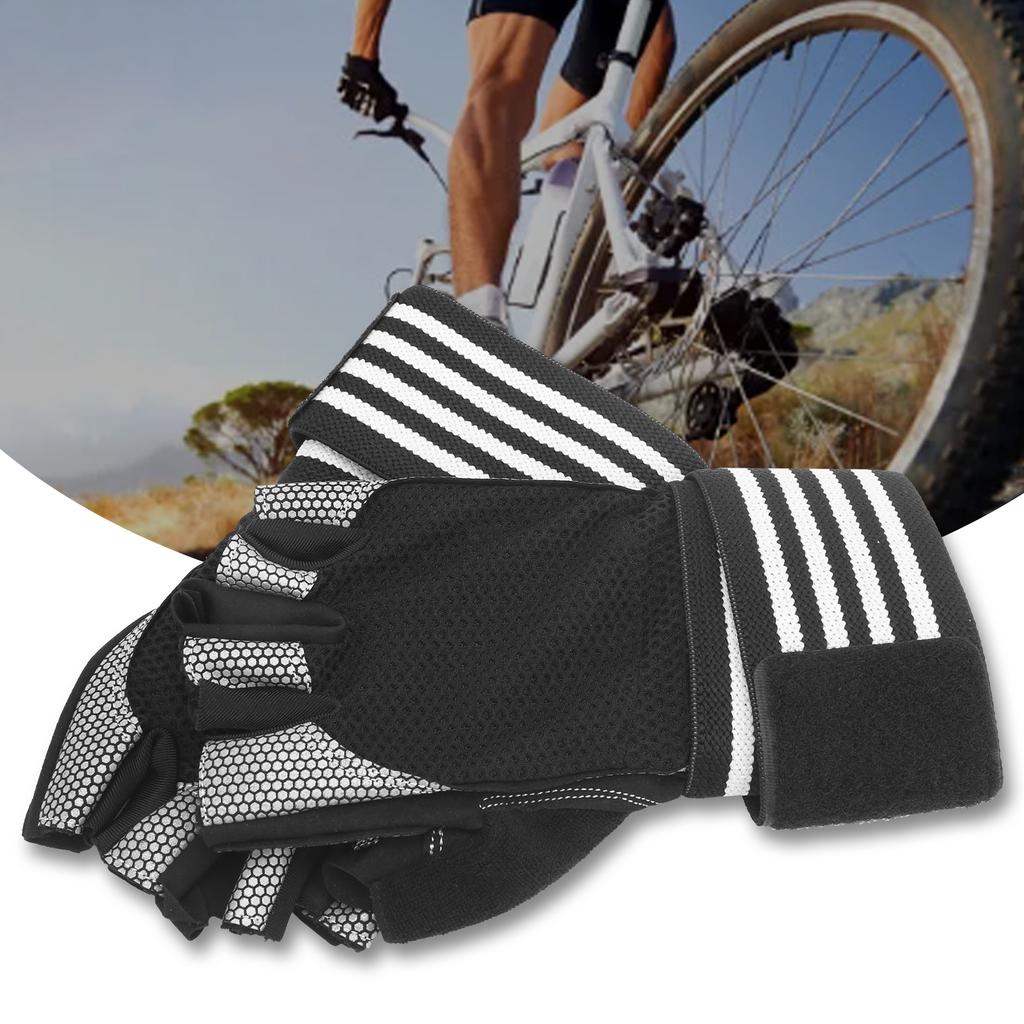 Half Finger Cycling Protective Gloves AntiSlip Brthable Gloves(Red )