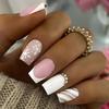 24Pcs Love Ballerina Press On Nails Set Full Cover Artificial Fake Nails Professional Adhesive Free False Nail Art