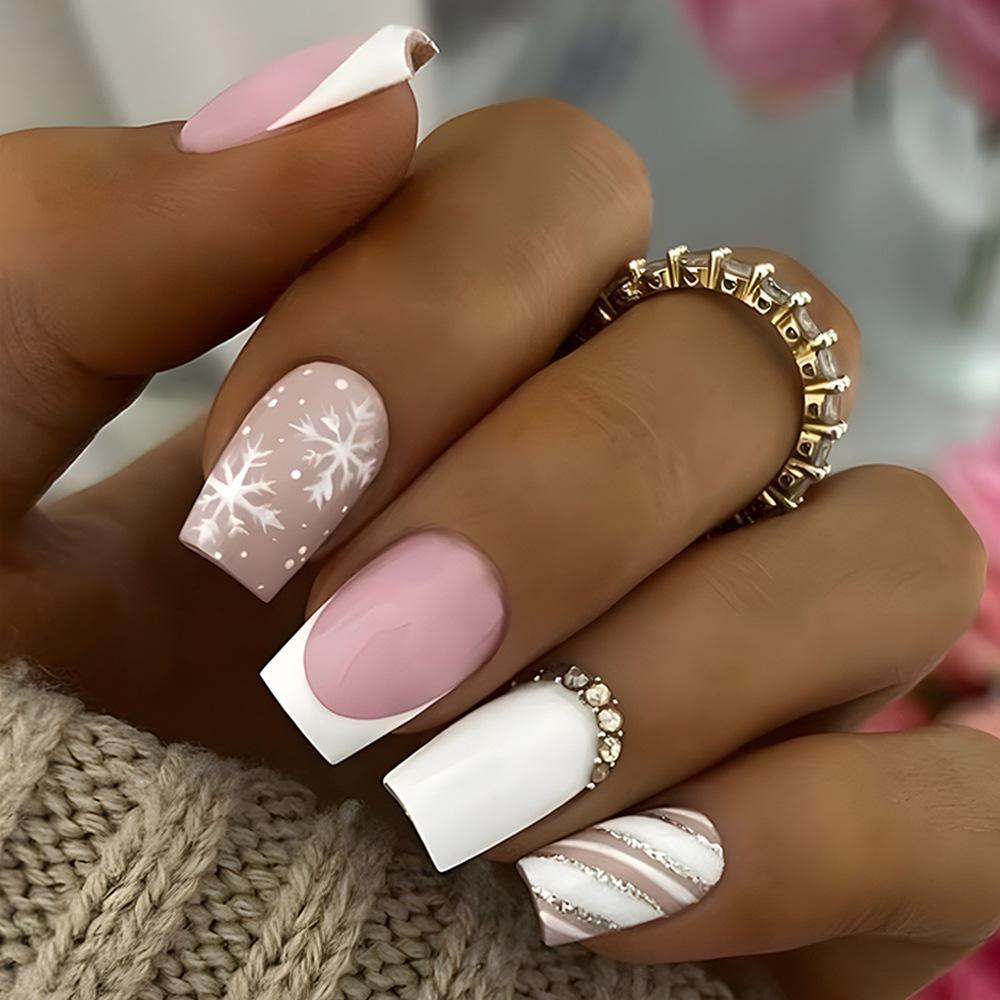 24Pcs Love Ballerina Press On Nails Set Full Cover Artificial Fake Nails Professional Adhesive Free False Nail Art