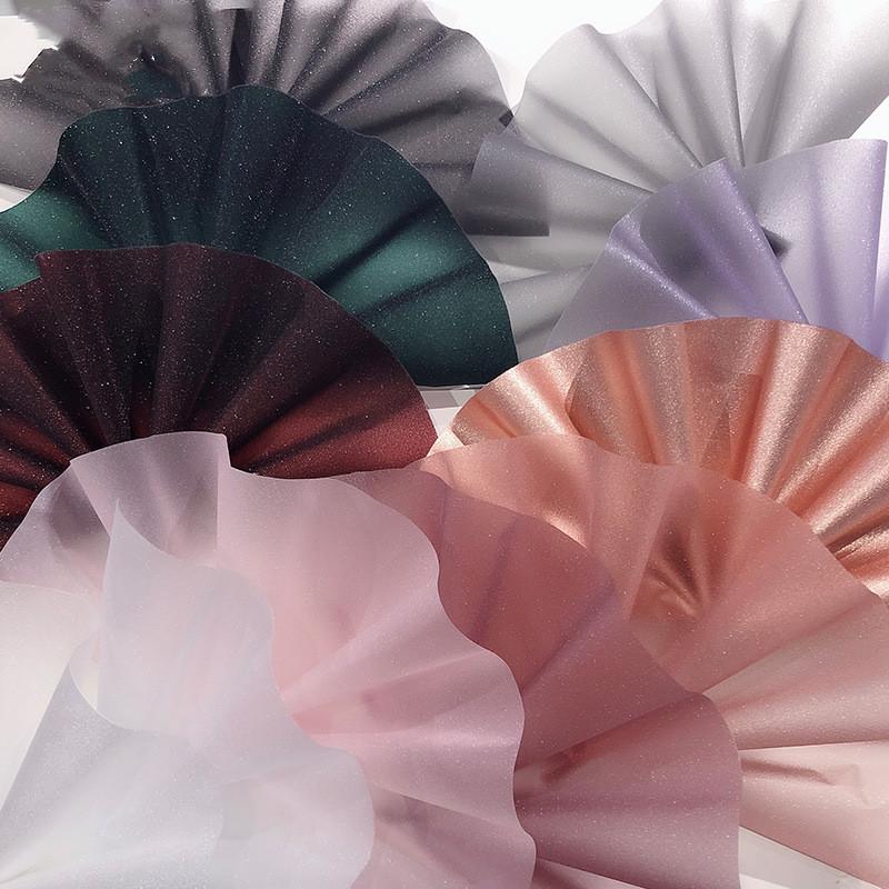 20 Sheets Shimmer Sand Art Wrapping Paper for Flower Bouquets - Korean Style Transparent Waterproof Floral Gift Wrap for Birthday, Wedding