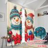 2pcs,2D Plane Printing Curtains Digital Printed Cute Snowman Christmas Festive (2) Polyester Easy Install (without Rod)