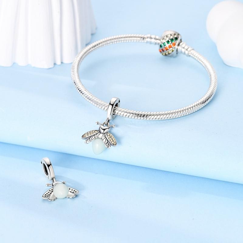 Fit Original Bracelet Copper Flowing Firefly Pendants Charms Beads For Women Jewelry Making Gift