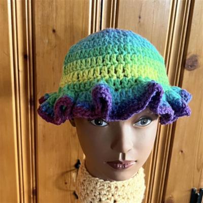 New Hand-crocheted Ice Unicorn Colored Fringe Balaclava for Adult Pullover Hats