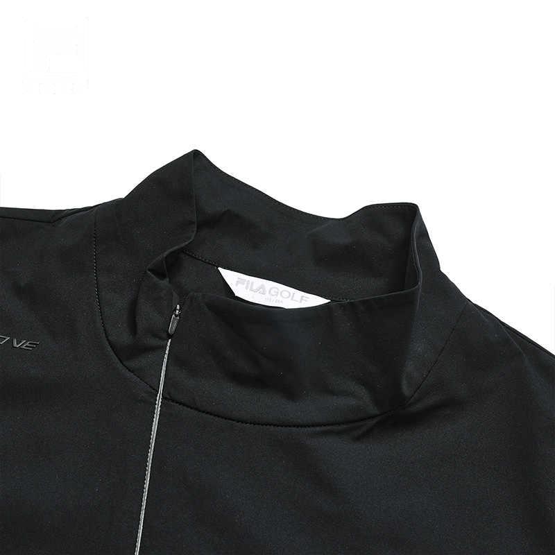 FILA Solid Color Outdoor Casual Sports Half-Zip Stand Collar Long Sleeve T-Shirt Men Tops Black A11M315701F-BK