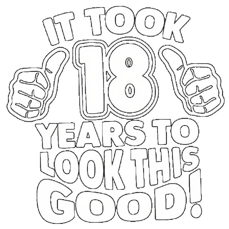 Black T Shirt with It Took 18 Years To Look This Good Text and Thumbs Up Design for Birthday Celebration