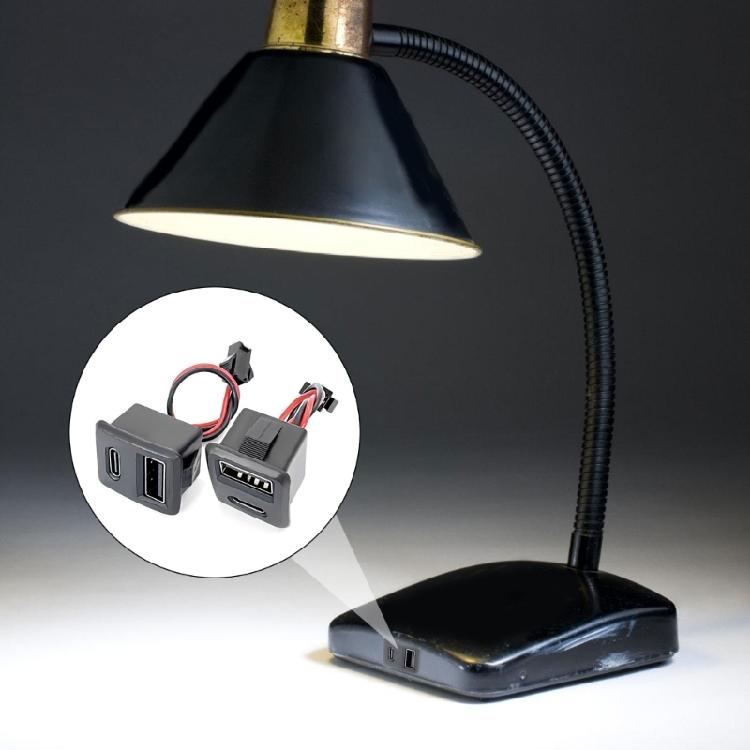 2Pcs USB 2.0 And Type C Female Connector Female USB Lamp Charging Power Socket For Home And Office Electronics