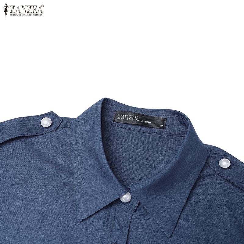 ZANZEA Women Classic Short Sleeve Blouse and Pants Casual Two Piece Suit Sets