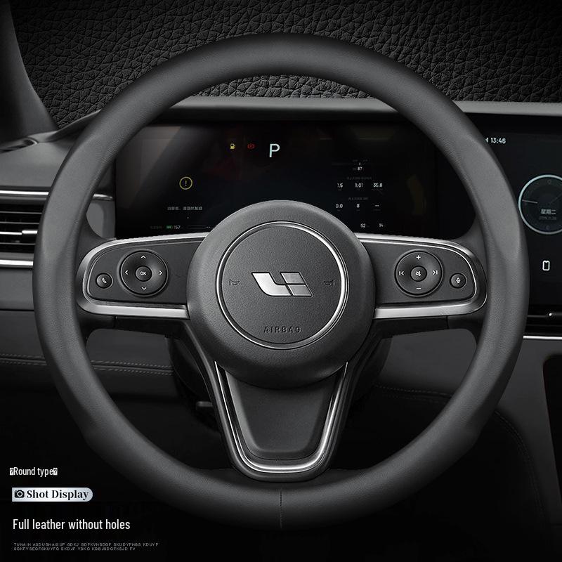 Suitable for IDEAL ONE Leather Steering Wheel Cover - Universal, Hand-Sewn, and All-Season