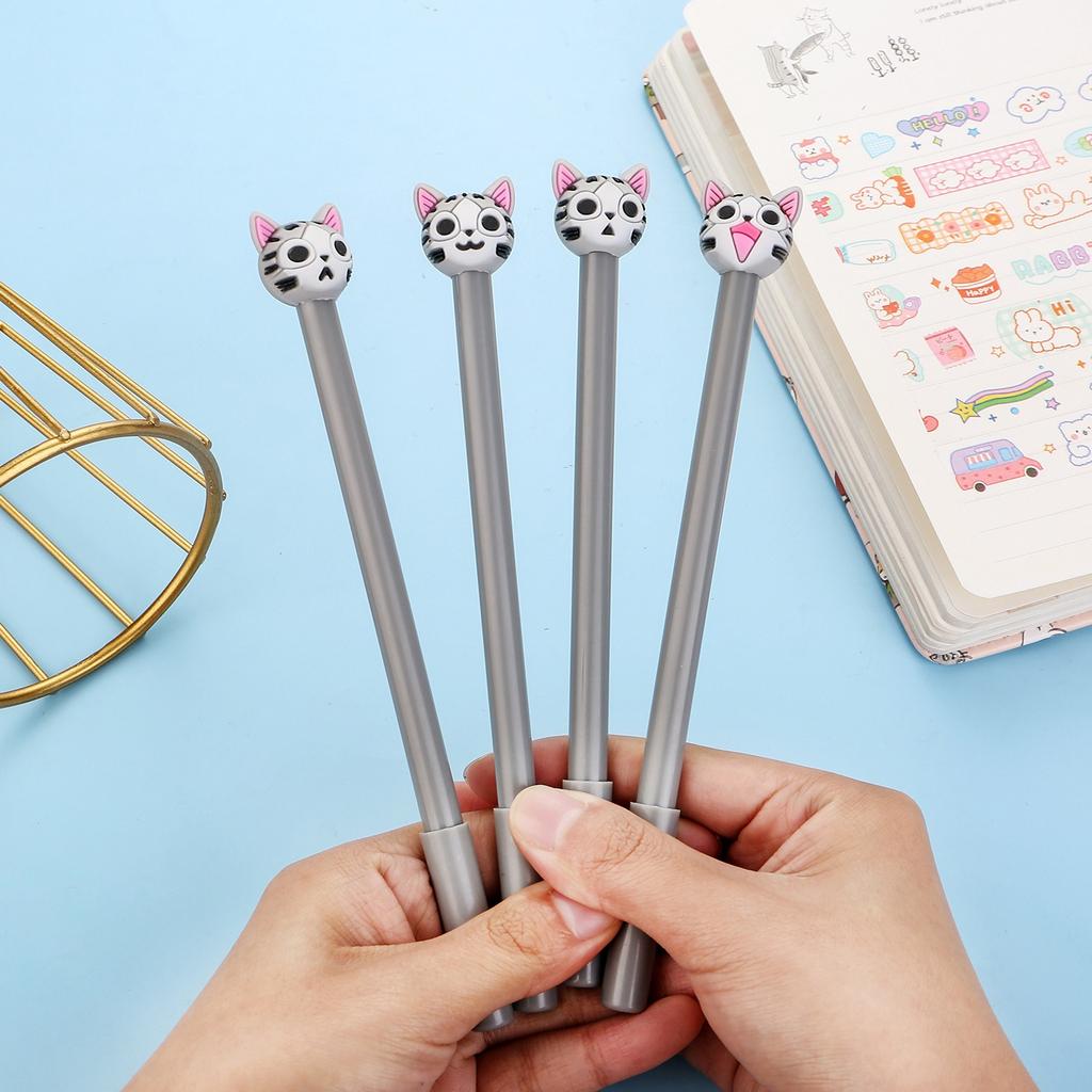 1 Pc Cartoon Kitten Head Pen Fluent Writing Suitable for Office Work, Brushing Questions, Signing Writing, Diaries, Notes, Student Classroom Prizes