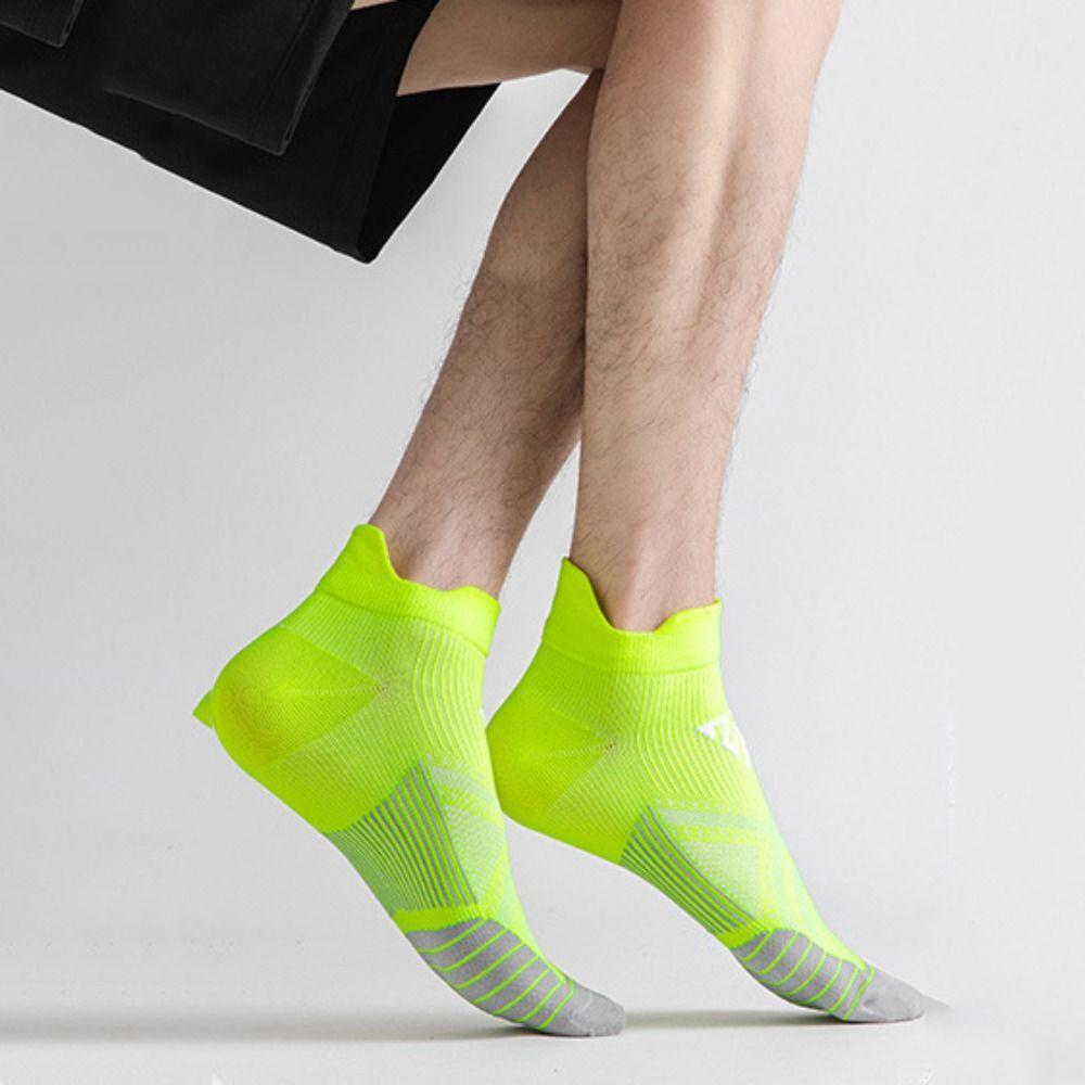 

3Pairs Stripe Men s Sports Socks Anti-slip Short Tube Socks Casual Running Socks Basketball Navy Blue&Black&Yellow