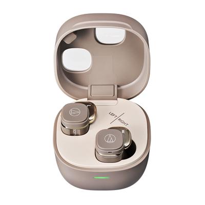 CA Sans fil Bluetooth Compact et Jusqu'à 20 Heures de Son Ambiant Faible et IPX5 Sans fil Cafe Latte CA Écouteurs Audio-Technica ATH-SQ1TW2,