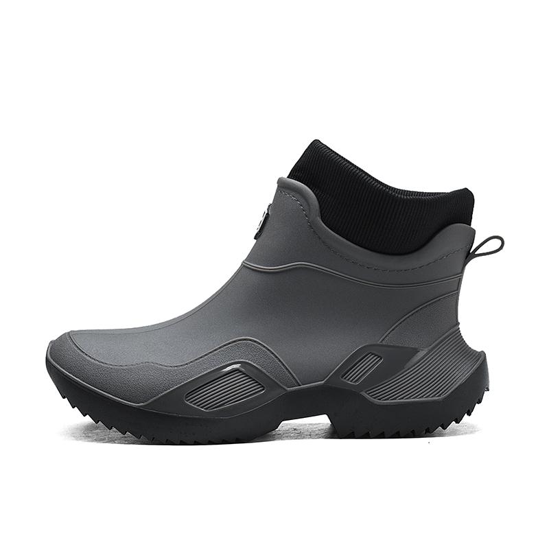 Men's outdoor fashion casual rain boots thick anti slip waterproof high top wear-resistant comfortable work velvet chef shoes