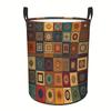 One Extra-Large Collapsible Laundry Basket Featuring a Bohemian Patchwork Design, Spacious Fabric Storage Container with Handles, Ideal for Organizing