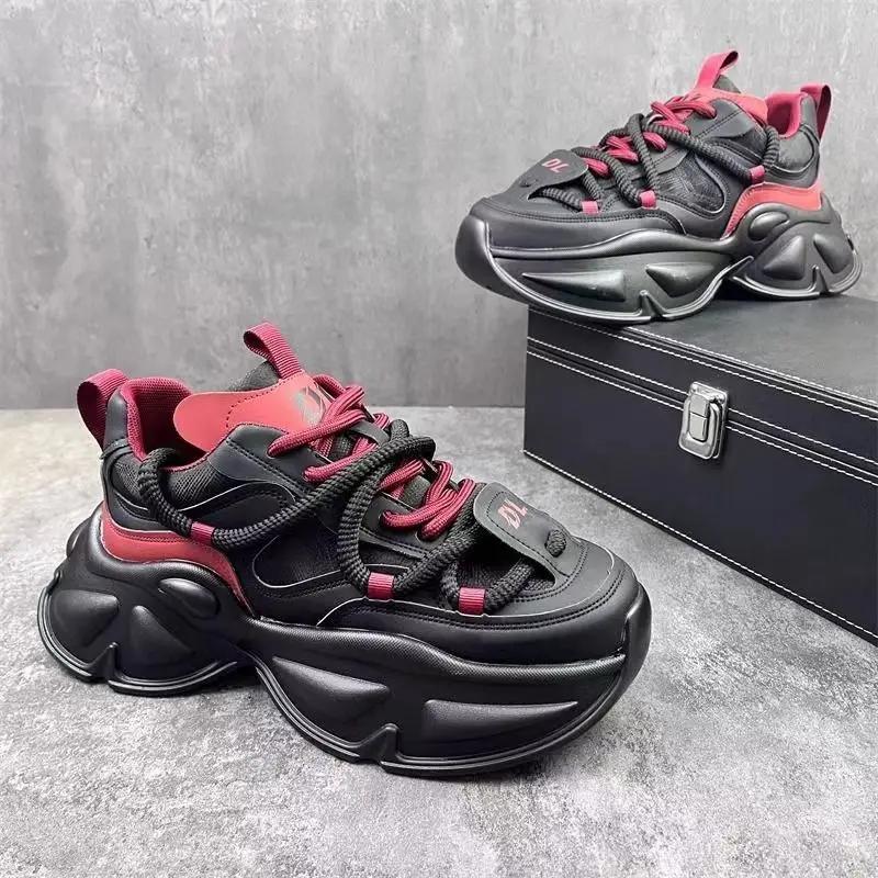 Pánské tenisky s tlustou podrážkou zvyšující výšku, barevně blokované ležérní boty pro mládež, kampusový styl, běžecké sportovní nové luxusní