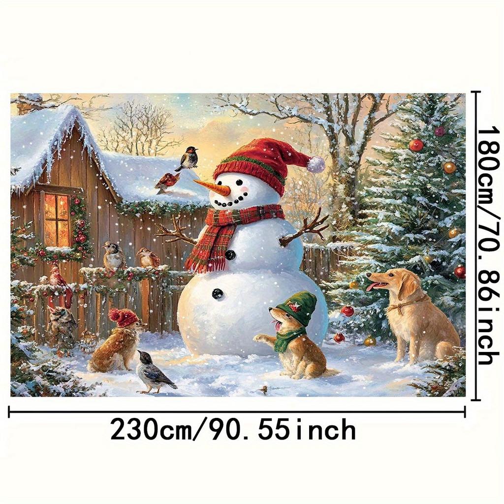 1 Winter Miracle Background with Snowman  Dog  Bird  and Christmas Scene  No Electricity Required
