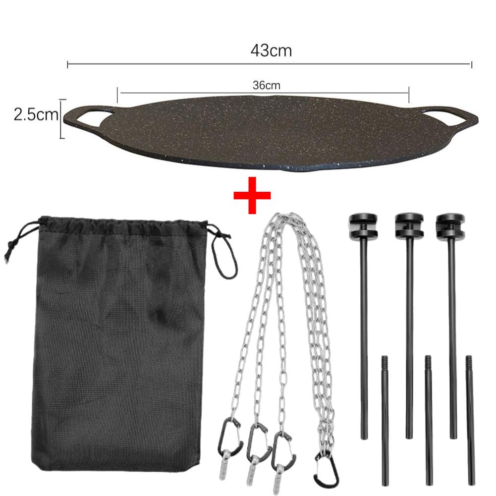 38cm/36cm/34cm Oil Frying Baking Pan Non-stick BBQ Grill Pan Multi-purpose for Outdoor Camping Kitchen Bakeware Household Tools