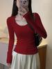 Women's Petite Slim Fit Long Sleeve Cotton T-Shirt for Spring/Autumn