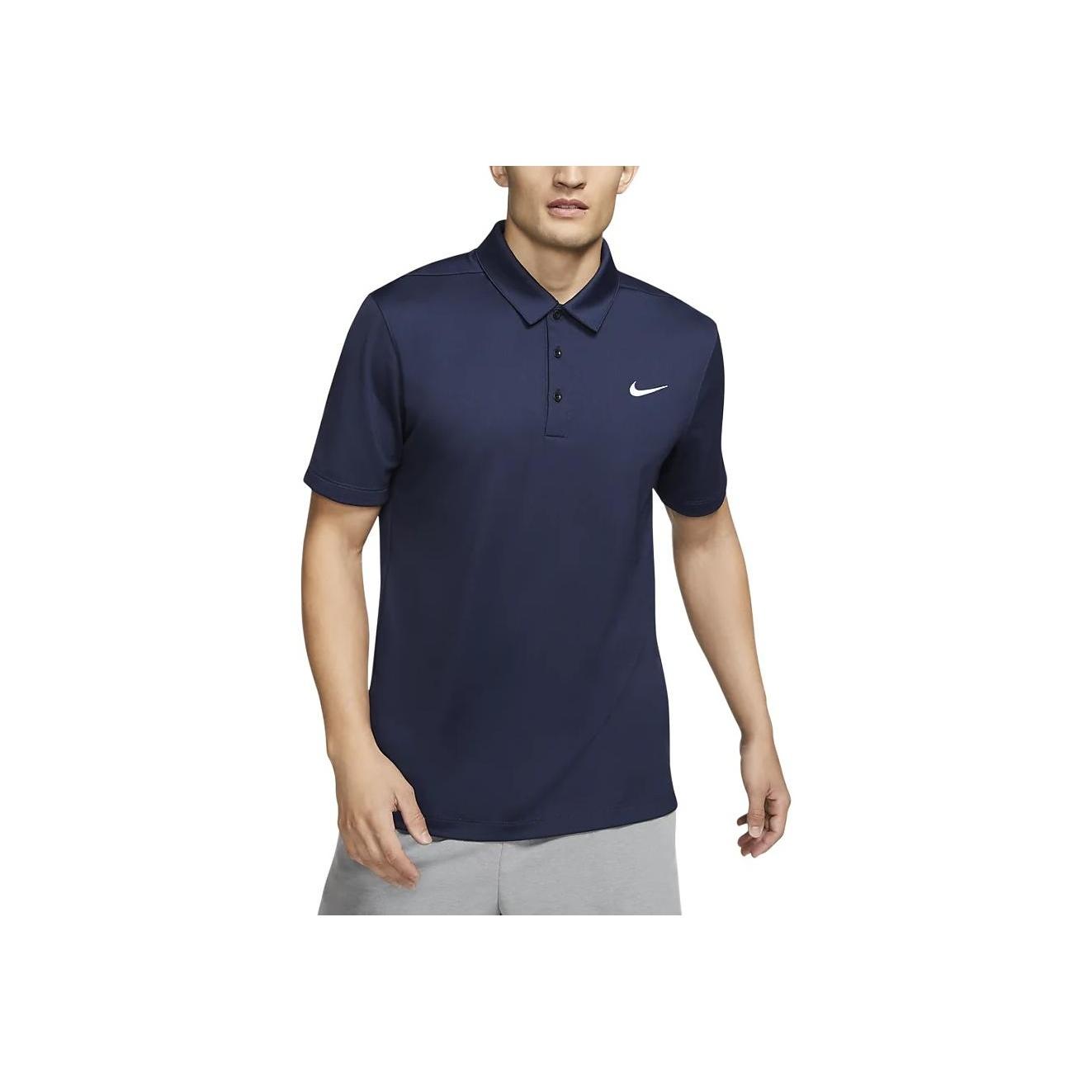 

Nike Solid Logo Print Short Sleeve Polo Shirt Men tops Navy-Blue CT4581-419 L