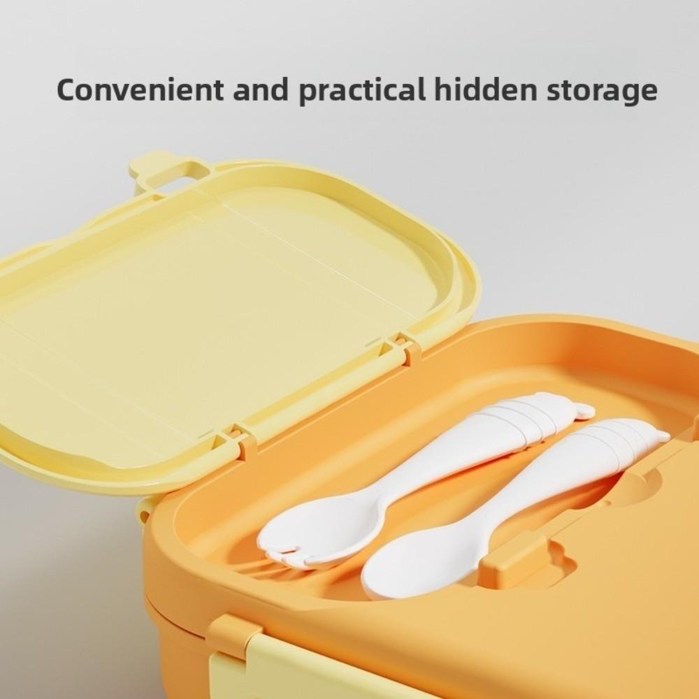 Portable Food Grade Lunch Box Divided Fresh Keeping Microwavable Lunch Box with Handle Spoon Fork Storage Box Outdoor Picnic