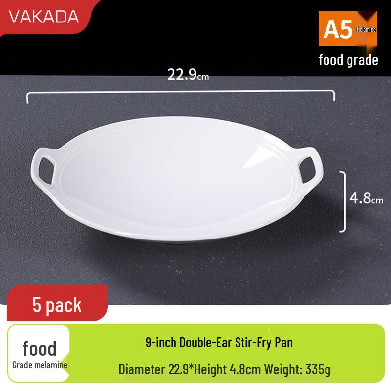 

VAKADA 9-Inch Melamine Wide-Rim Round Dinner & Soup Plates (5-Pack)