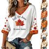 Women's V-Neck Halloween Print Lightweight Blouse for Spring and Summer Casual Wear
