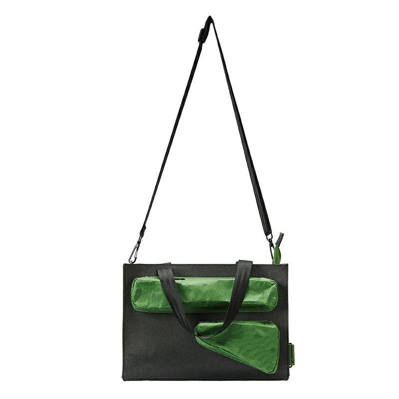 

Женская сумка из крафт-бумаги, защита окружающей среды, повседневная сумка-тоут, прочная повседневная сумка на молнии, вместительная сумка через плечо