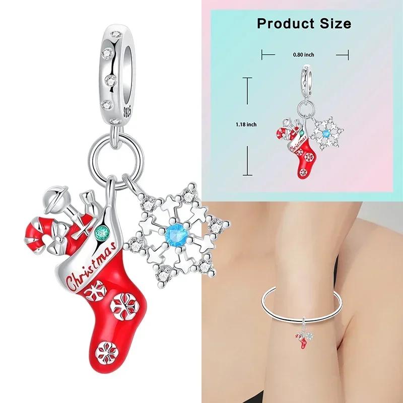 Christmas Charms Copper Christmas Tree Santa Claus Ice Boot Snowflake Pendant Beads Fit Bracelet Diy Jewelry