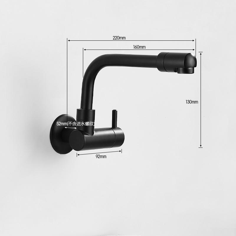 Baterie Neagră Monocomandă pentru Apă Rece Cupru Montată pe Perete Rotativă 360 Baterii Lavabo Baie Robinet Piscină Mop Balcon Exterior Argintiu Robinet Invizibil