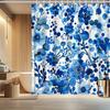 1Pcs Shower Curtain Polyester Blue Floral Watercolor Print Waterproof Bathroom Decor Modern Home Textile 2D Flat Printing