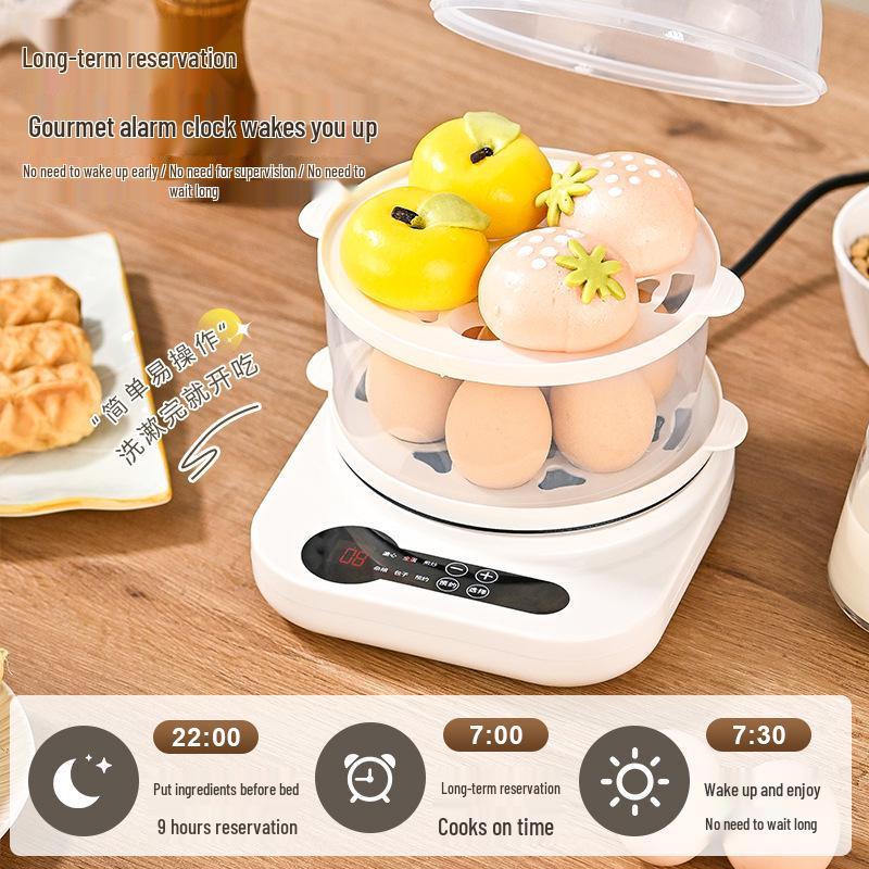Kompakter elektrischer Eierkocher: Multifunktionaler Dampfgarer, Trockenlaufschutz, Automatische Abschaltung – Perfekt für 1-Personen-Puddings & Kochen.