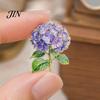 Natural Color Gradient Brooch Pin, Enamel Hydrangea Shape Lapel Polished Edges Backpack Corner Decorative Badge for Coat Collars Scarves Canvas