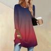 Women's Fashion Casual Three-quarter Sleeve Long Gradient Round Neck Top