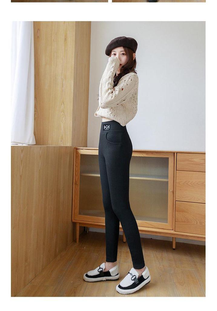 HG Damen Hohe Taille Lammwoll Samt Verdickt Schlankmachend Winter Baumwollhose