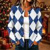 Women's Casual Plaid Print Long Sleeve Button Front Knit Cardigan Sweater for Fall and Winter