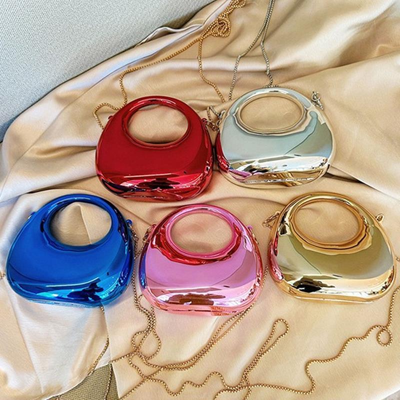 Damekjede Crossbody-veske Liten veske Akryl Metallisk glans Halvmåne Fest Bankett Dameveske Luksushåndveske