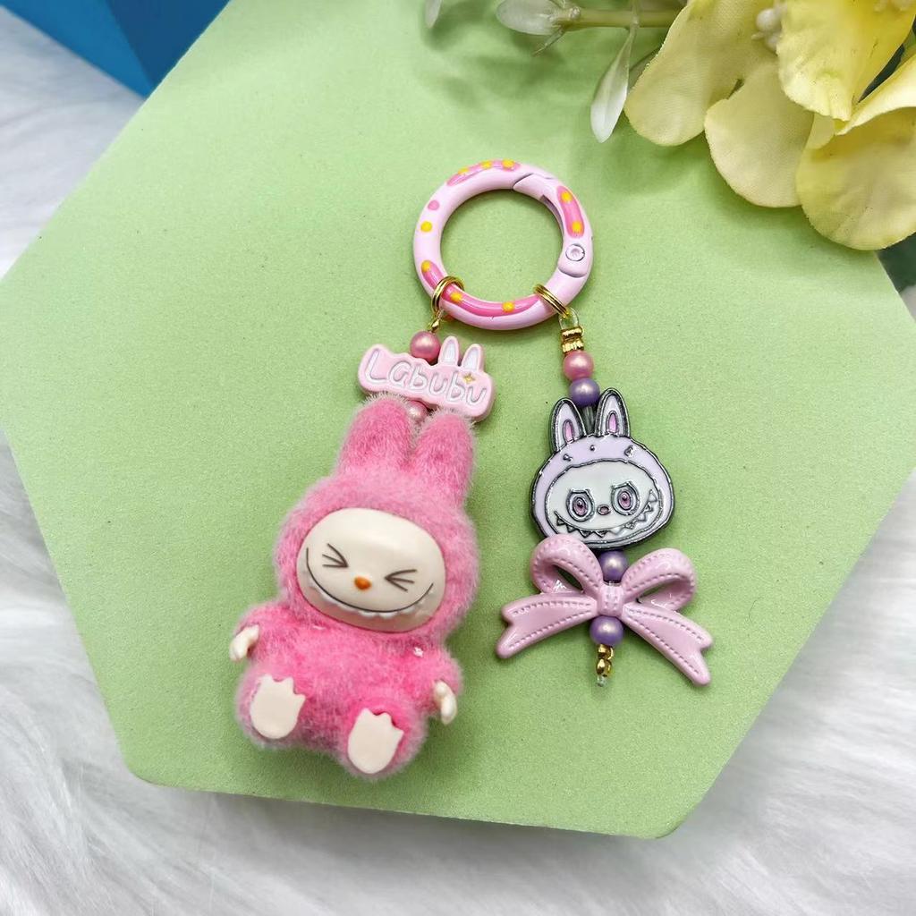 Vinil Parti Peluş Makaron Sevimli Bebek Figür Anahtarlık Çanta Kolyesi