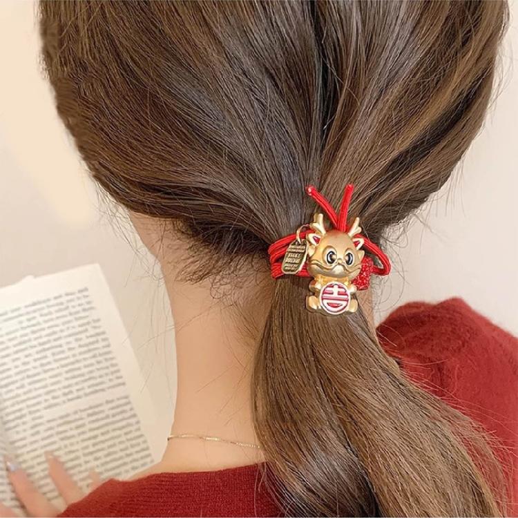 2024 New Year Hair Tie Zodiac Dragon Elastic Hair Bands Women Girls Hair Rope