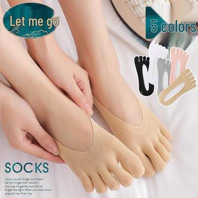 Women's Ice Silk Five-Finger Ankle Socks - Thin, Low-Cut, Sweat-Absorbent Toe Socks for Summer Style, Casual Wear, Sports, Dance, and Yoga.