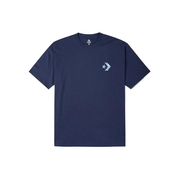 Converse T Shirts Unisex Blue Crew Neck Moderate Straight Fit 10023154-A03