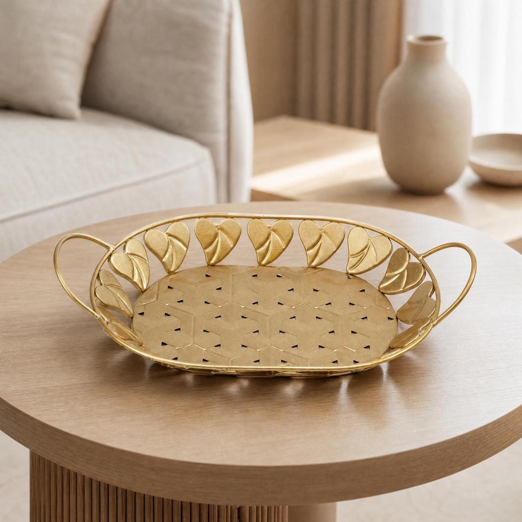 Elegant Decorative Tray with Handles Openwork Serving