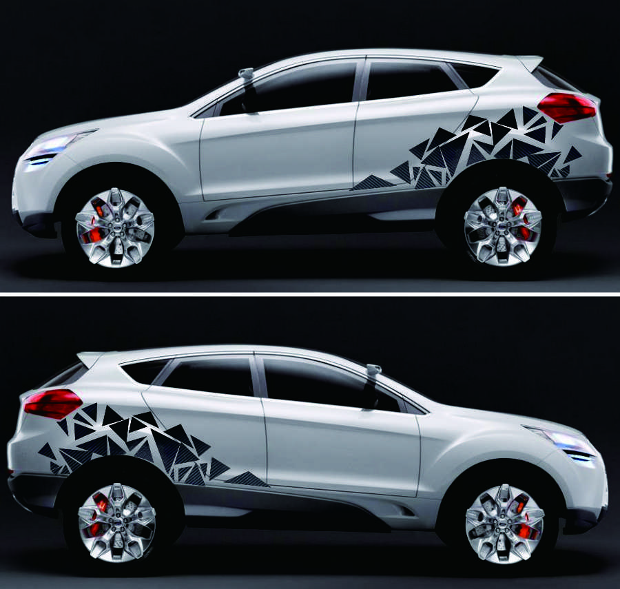 78"x23" Car Side Stickers Camouflage Triangles Graphics Decals Carbon Fiber Look