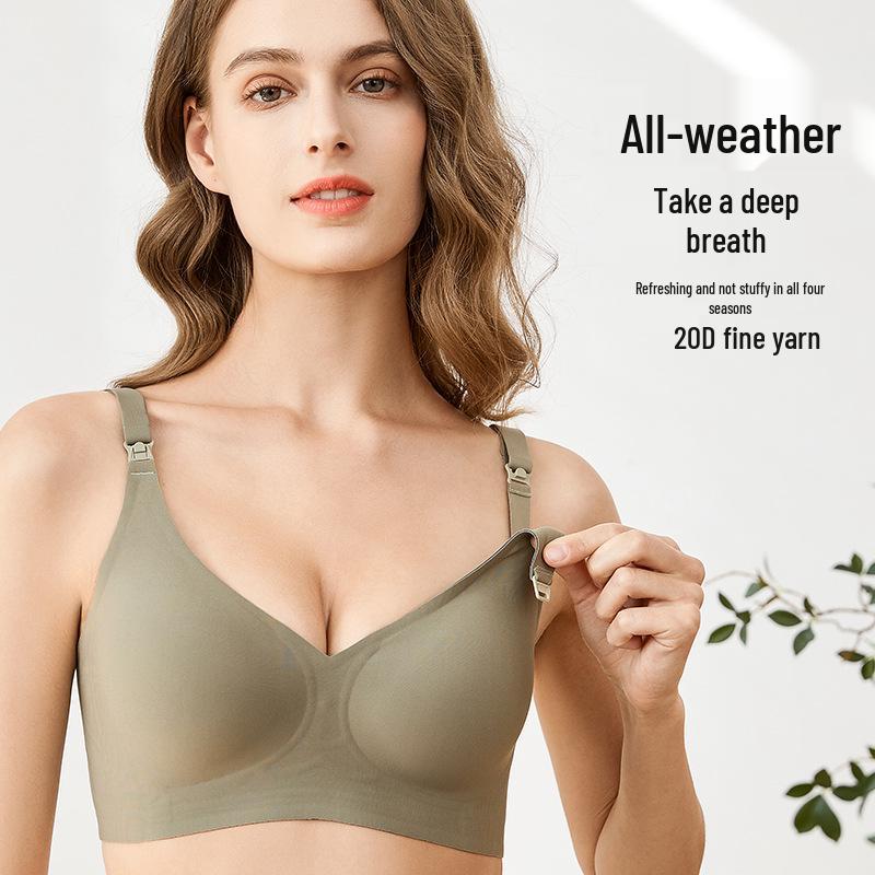 Plus Size Seamless Nursing Bra for Pregnant Women - Adjustable, Wireless, Front-Opening, High-Elastic Gel Support