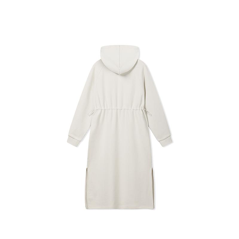 FILA Original Soft Waist Long Skirt Fashion Versatile Long Sleeve Dress Women dresses Lactose F51W639302FBG
