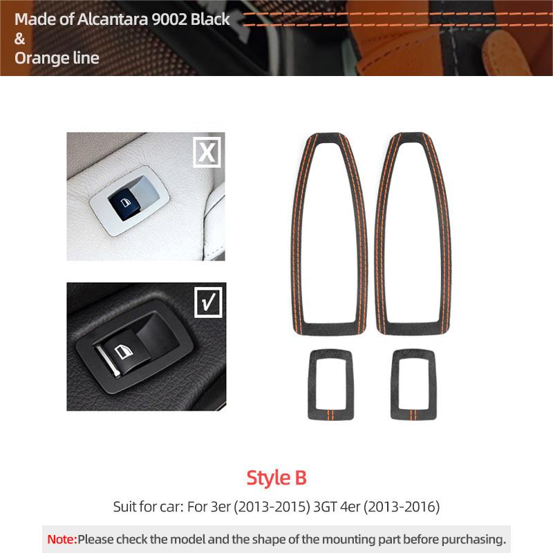 For BMW X1 F48 F20 F30 F30 F34 Made of Alcantara Window Switch Lift Panel Trim Performance 4pcs Sticker Car Interior Accessories