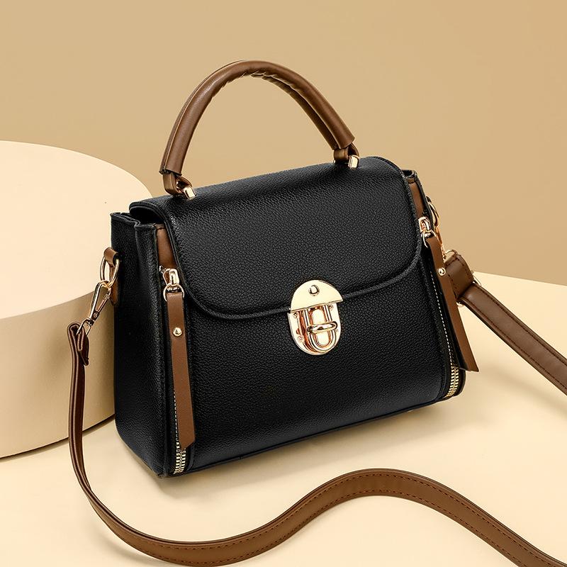Vintage Versatile Lock Clasp Shoulder Bag Large Capacity Pu Leather Handbag Trendy Casual Simple Tote Bags For Women Gifts