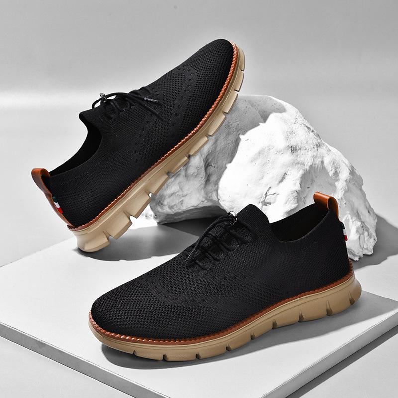 British Style Men'S Shoes Summer Breathable Sports Shoes Fly-Woven Mesh Shoes Men'S Normal Size 40-50