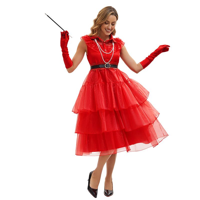 New Halloween red dress, underworld archmage suit, beetle juice role-playing suit