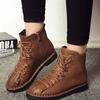 Casual Pu Women Leather Lace Up Combat Punk High Top Ankle Boots Boots Martin