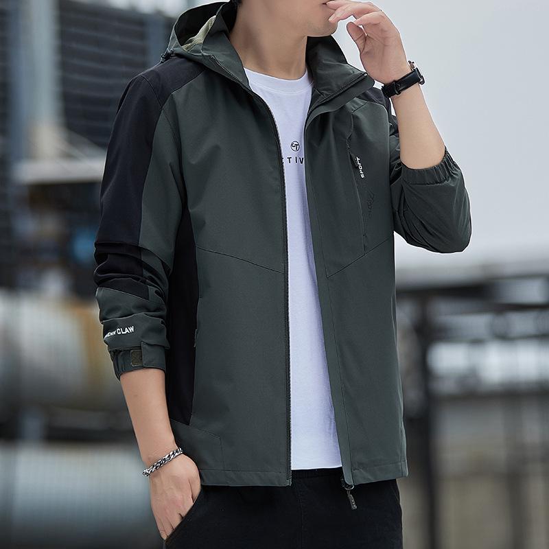 

Men s Trendy Hooded Windbreaker: Fashionable Spring/Autumn Windproof Jacket M армія зелений колір