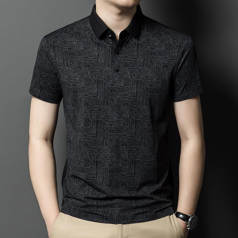 Yiran shoes Moerbeizijde T-shirt met korte mouwen Heren Poloshirt Zomer Dun Revers T-shirt Heren Top met halve mouwen 3XL